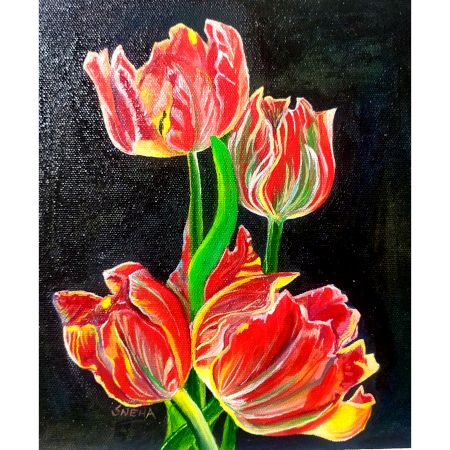 Tulip Flowers Canvas Painting by Artist Snehaprava Maharana